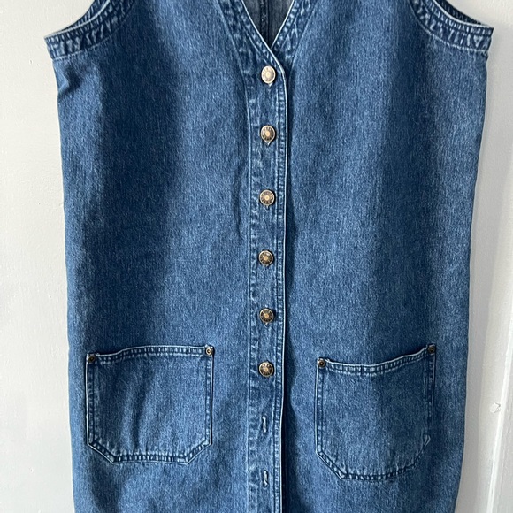 Vintage Denim Button-Up Vest Dress - Picture 3 of 14